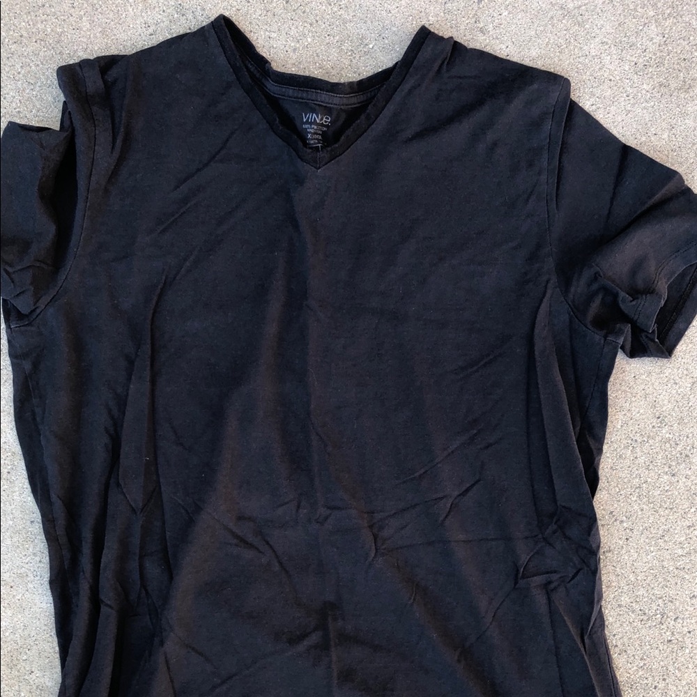Vince V-Neck T Shirt Black XL